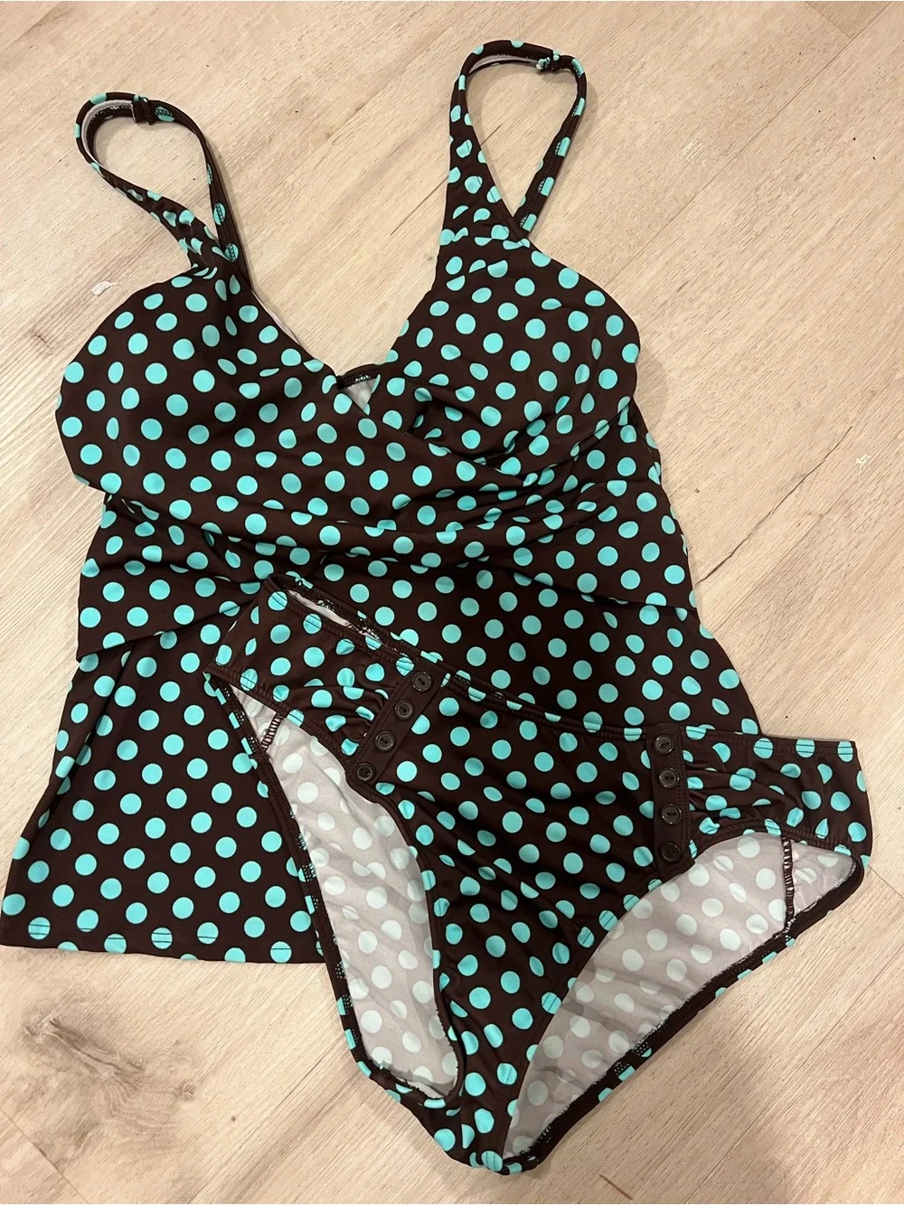 VENUS Black & Aqua Polka Dot Tankini Set